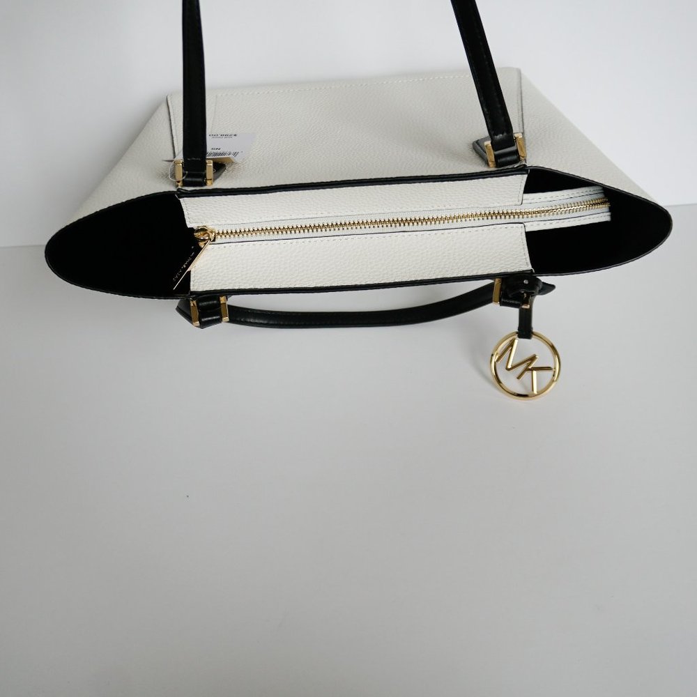 Michael Kors Kimberly Small Bonded Tote Leather Bag White Back - Picture 5 of 10